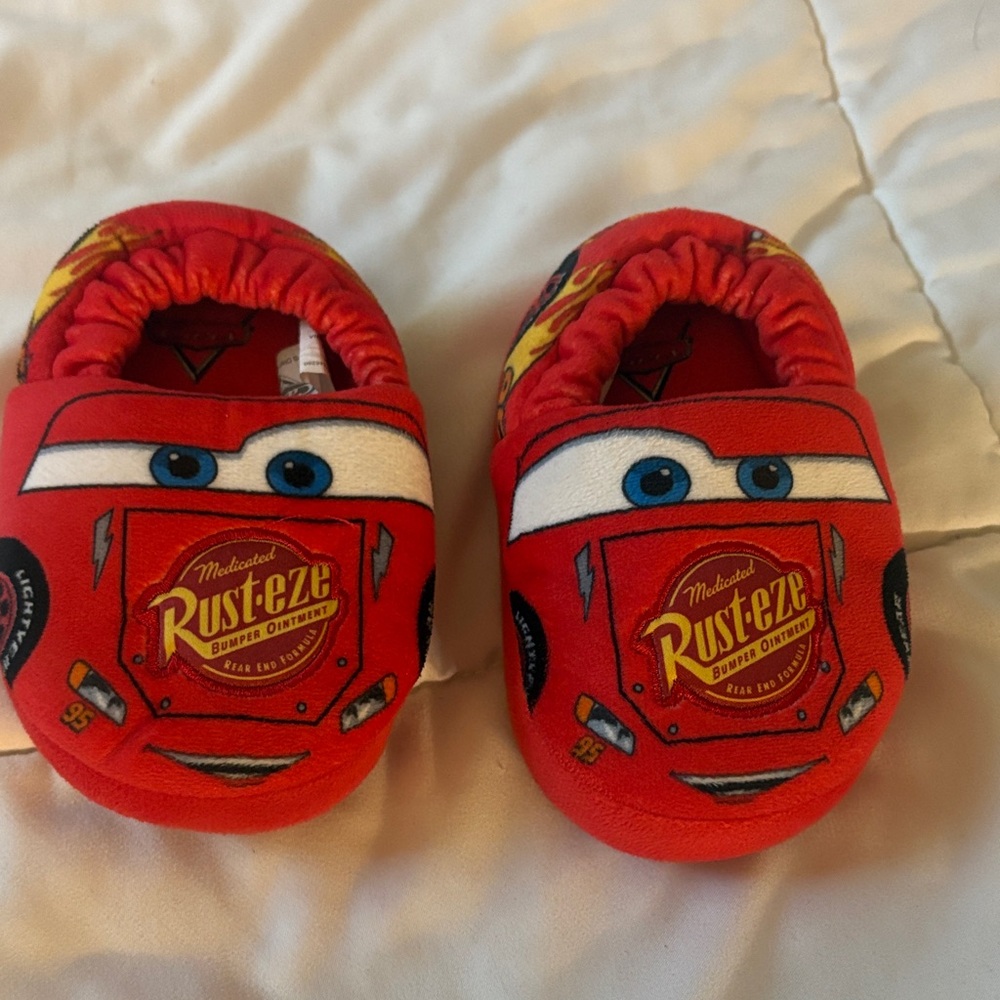 Red Cars Themed Baby Slippers